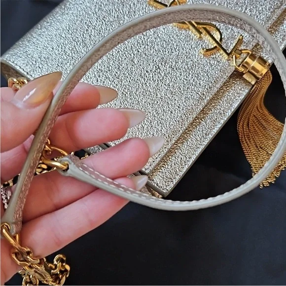 Yves Saint Laurent Gold Chain Tassel Bag - Picture 10 of 15